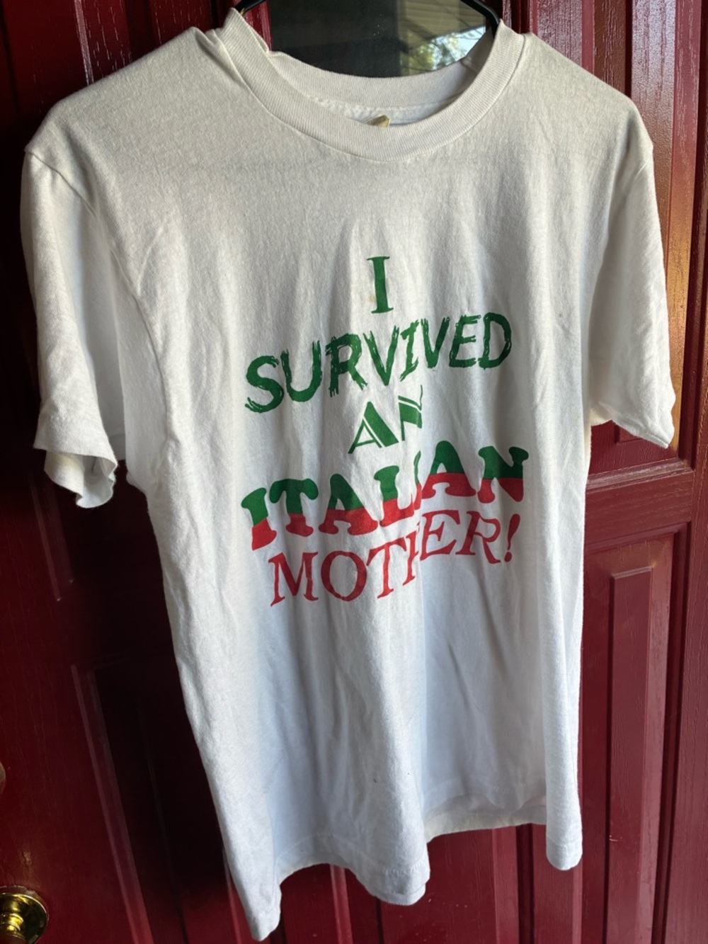 I Survived an Italian Mother! Vintage Short Sleeve Tee - White